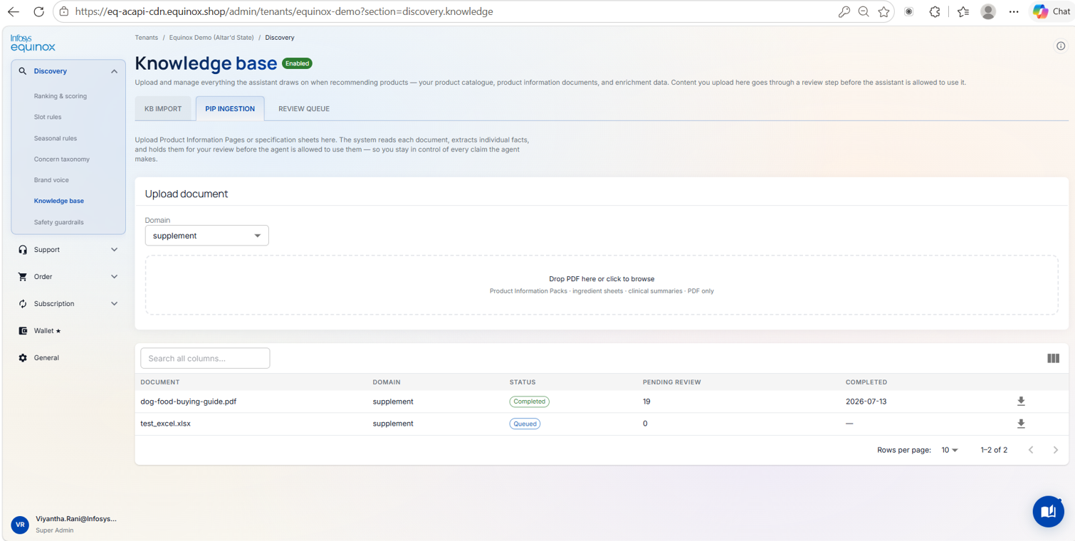To upload a PIP — screenshot 1