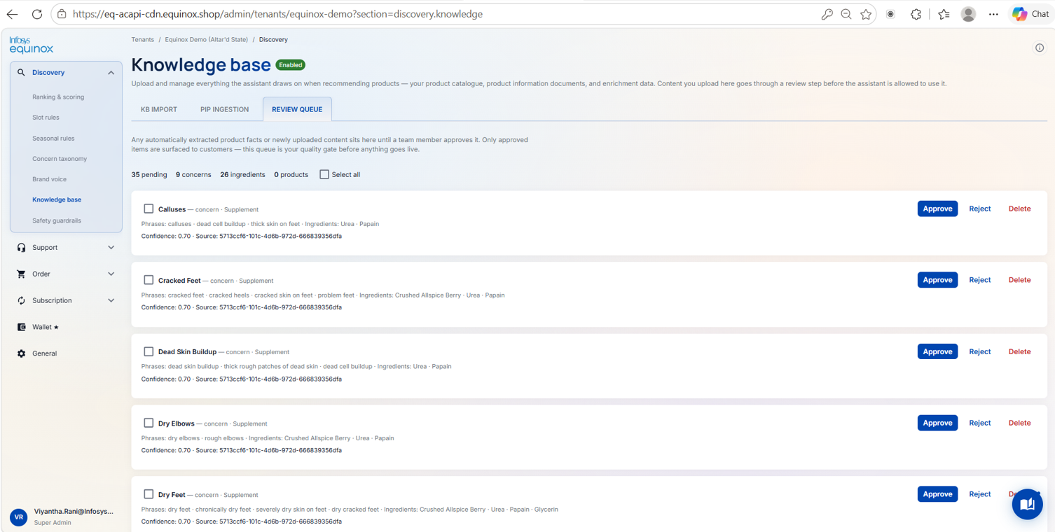 To review extracted data — screenshot 1