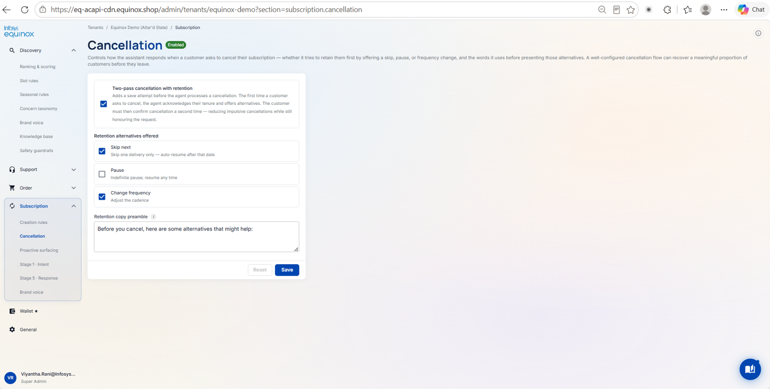 Subscriptions — Cancellation Retention Flow — screenshot 1