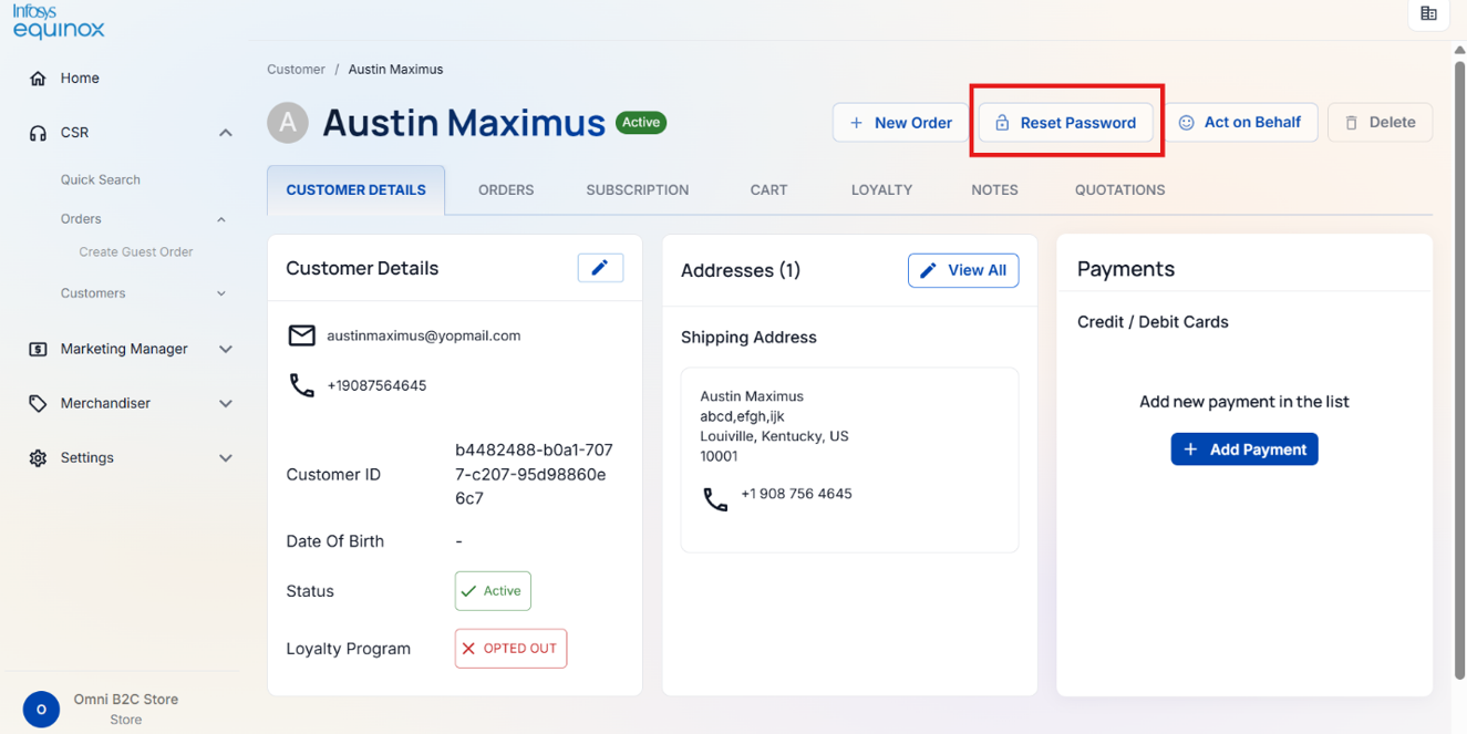 Placing a New Order for a Registered User — screenshot 3
