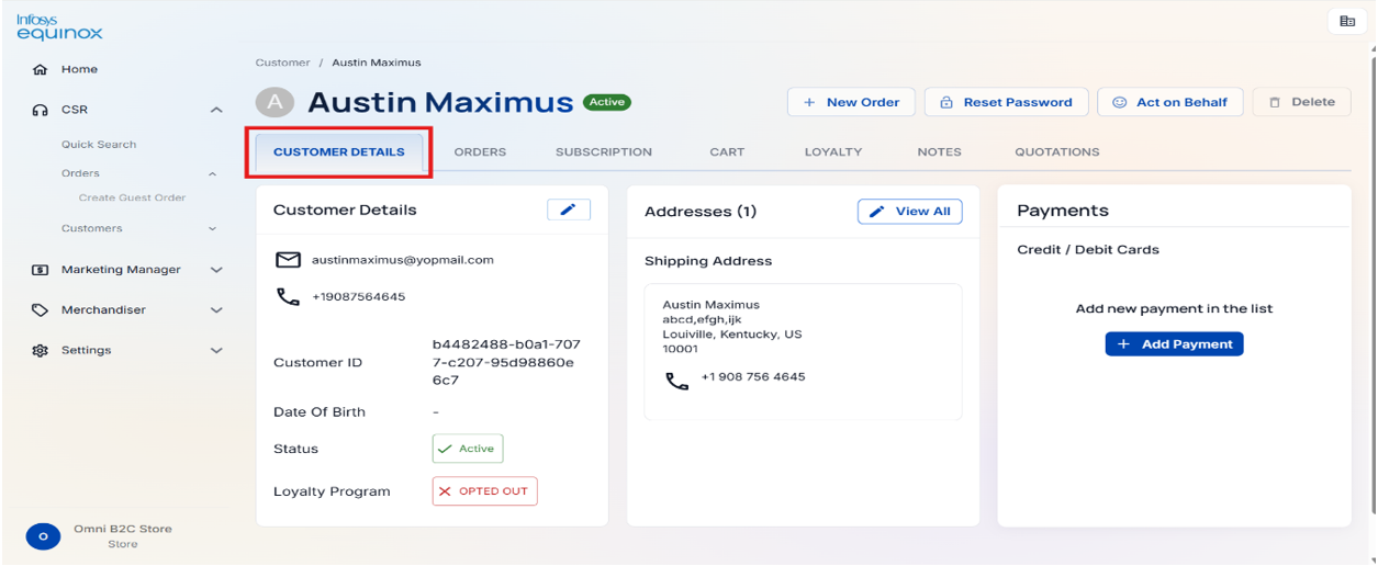 Acting on Behalf of a Registered Customer to Place Orders — screenshot 1