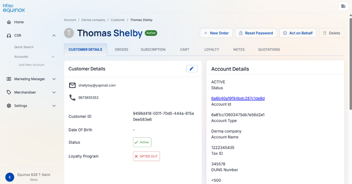 Acting on Behalf of a Registered Customer to Place Orders — screenshot 2