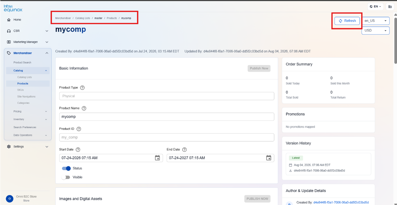 Refreshing the Product Search Index — screenshot 2