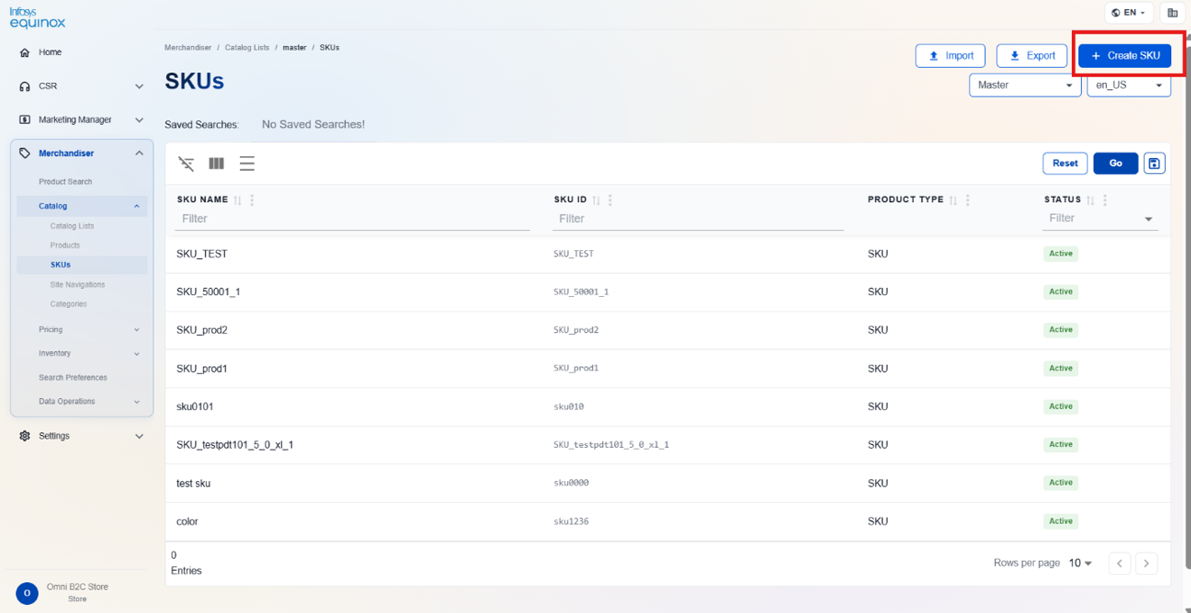 Creating a SKU — screenshot 1