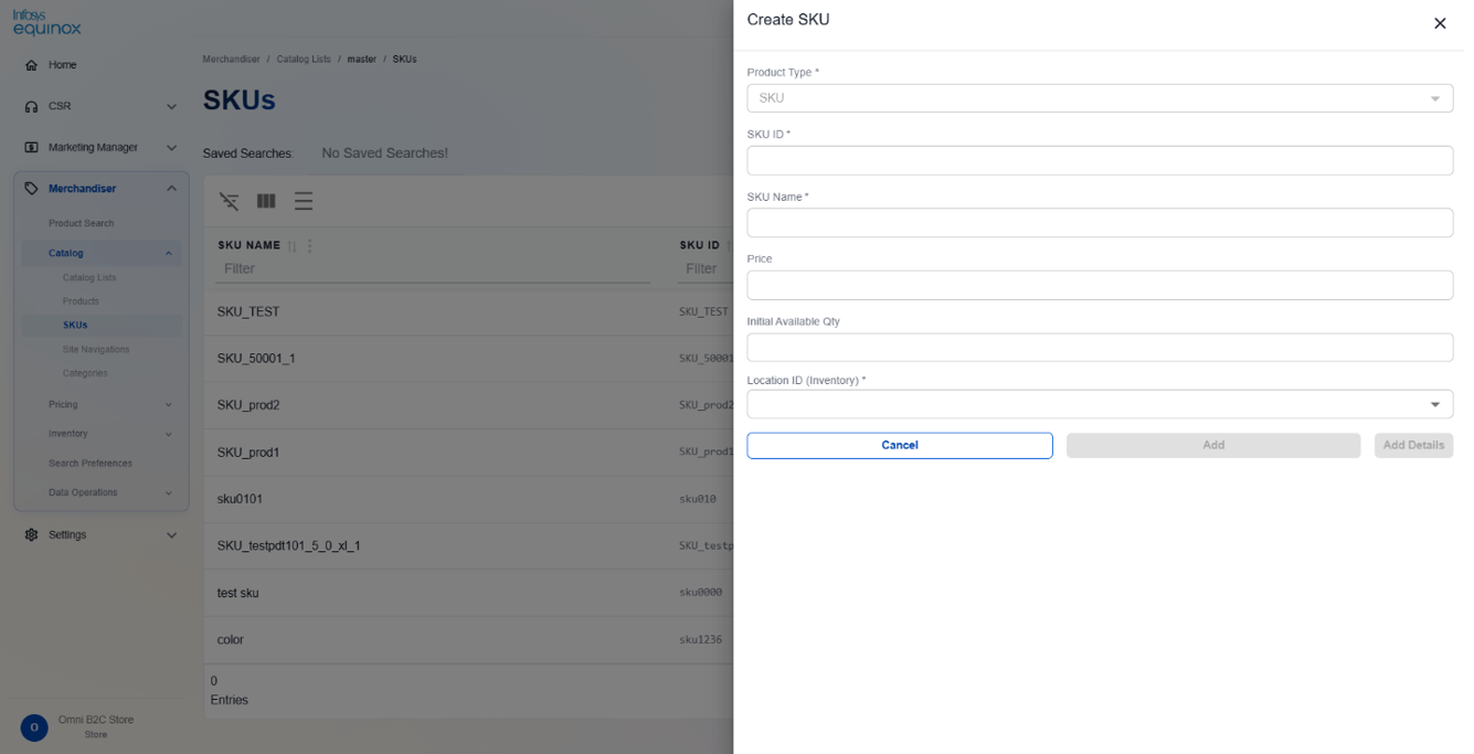 Creating a SKU — screenshot 2