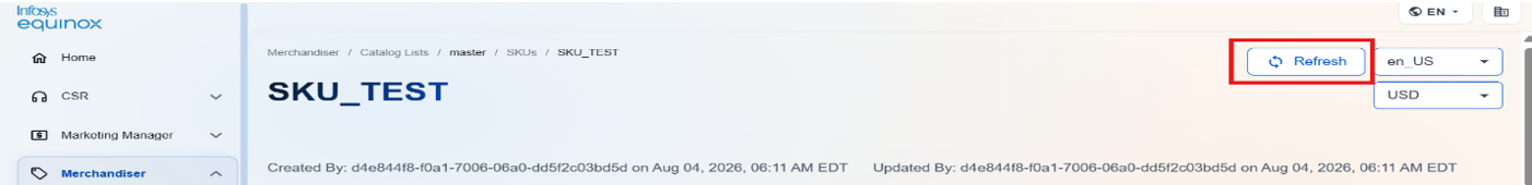 Refreshing the Sku Search Index — screenshot 1