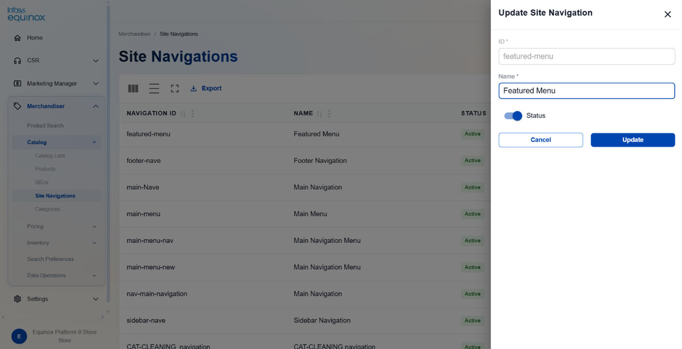 Editing a Site Navigation — screenshot 2