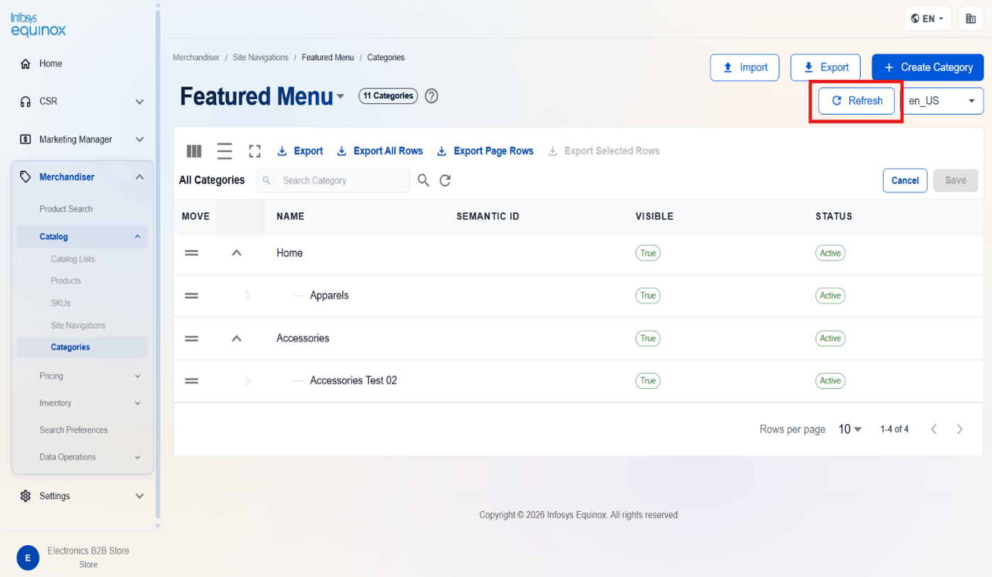Refreshing the Category Search Index — screenshot 1