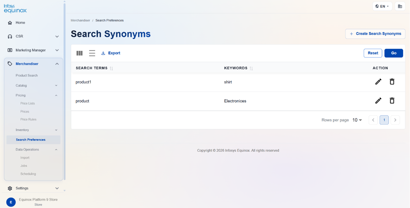 Managing Search Synonyms — screenshot 1