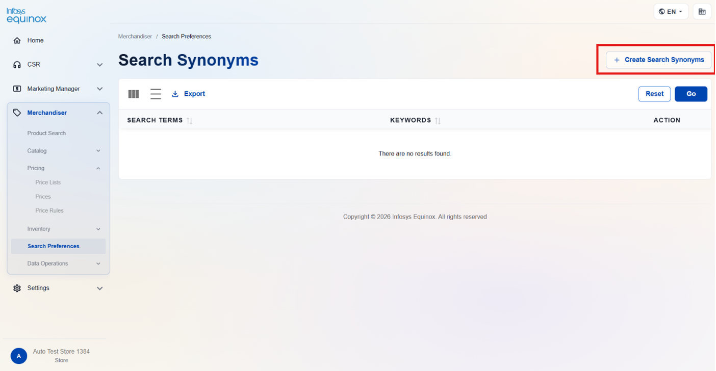 Creating a Search Synonym — screenshot 1