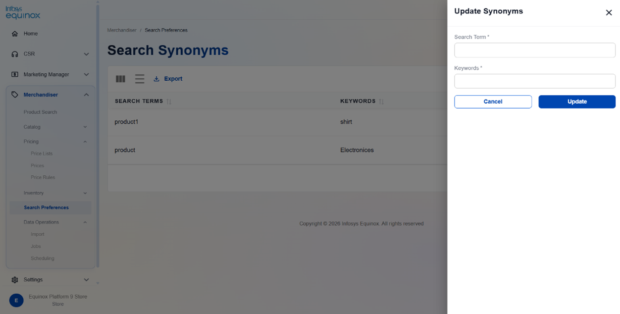 Editing a Search Synonym — screenshot 1