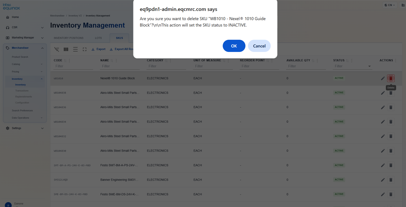 Editing an Inventory SKU — screenshot 1