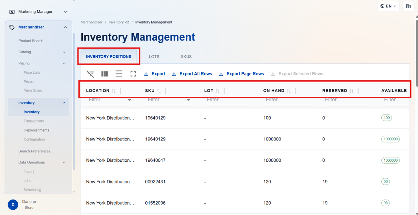 Deleting an Inventory SKU — screenshot 1