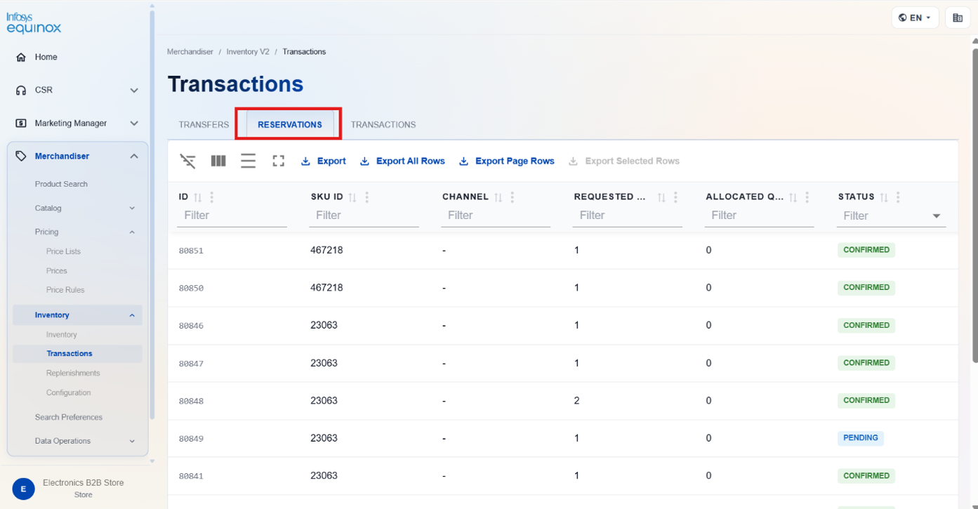 Viewing Transfers — screenshot 1
