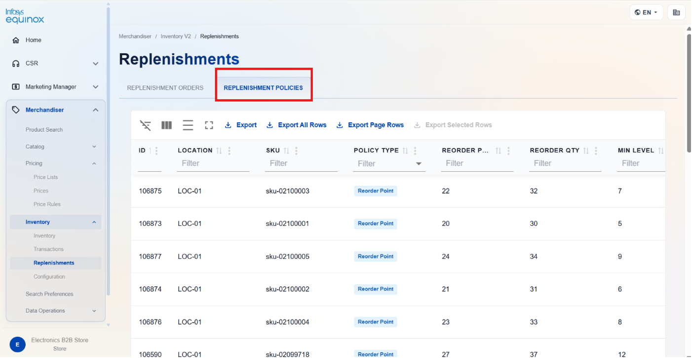 Replenishment Orders — screenshot 1