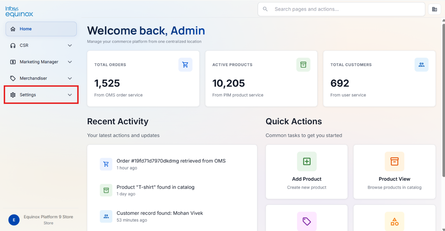 Accessing Settings Admin — screenshot 3