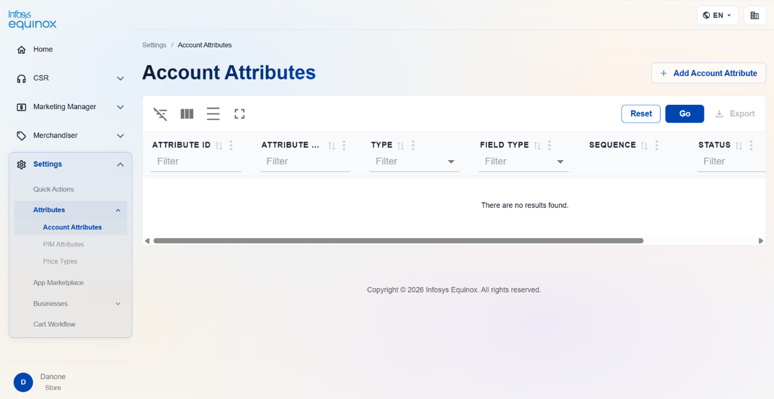 Viewing Account Attributes — screenshot 1