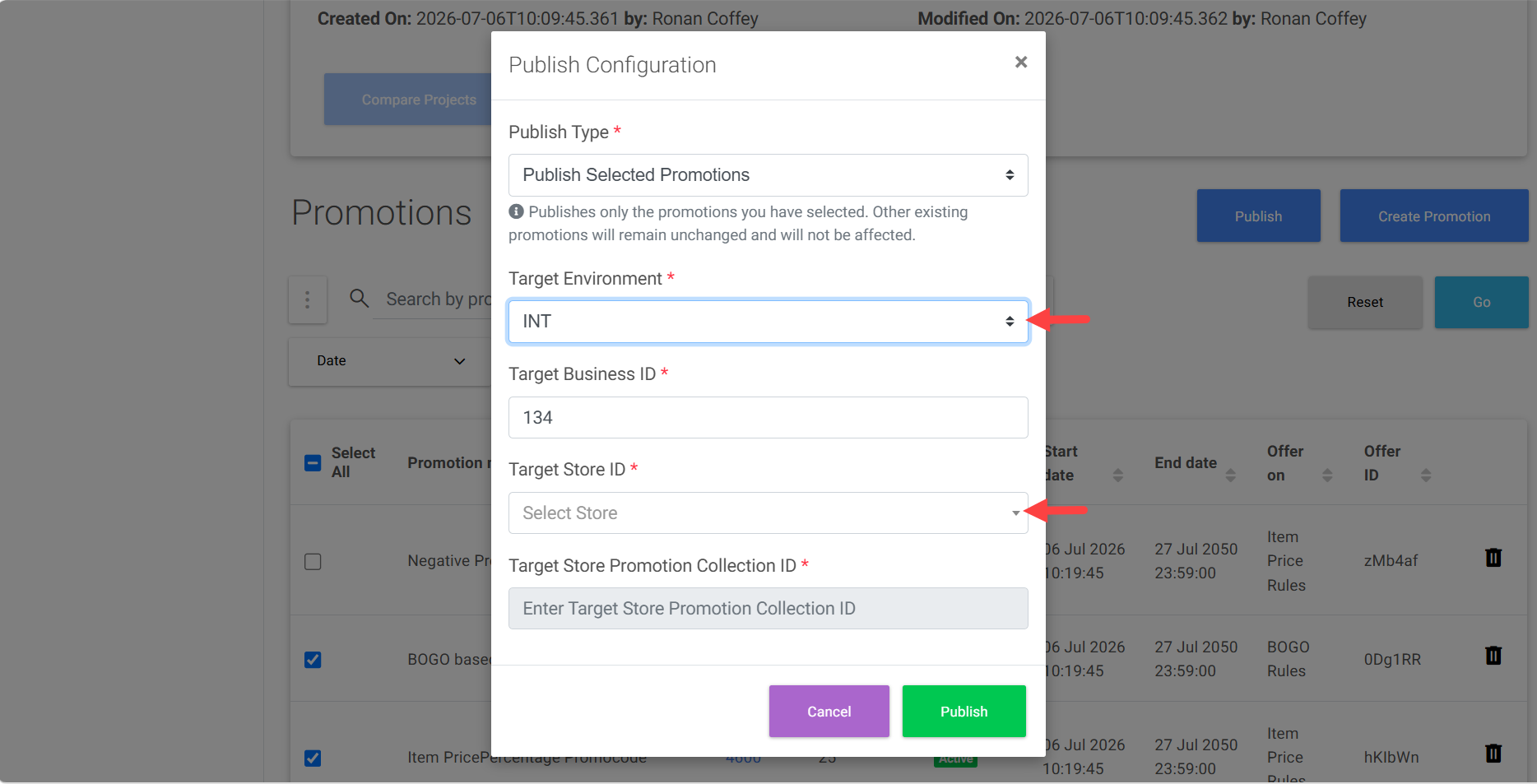 Promotion publish for the same environment