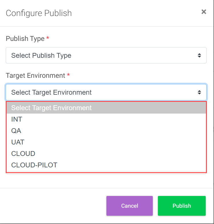 Target Environment options